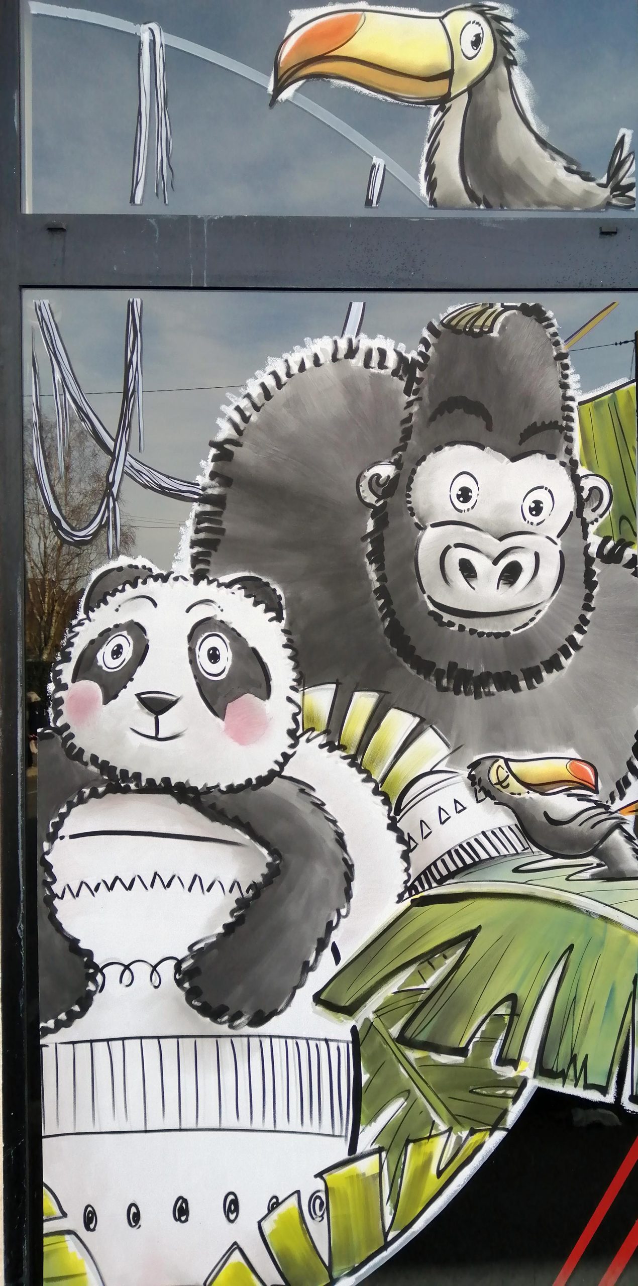 Peinture sur vitrine de Pâques avec animaux de la jungle – Jean‑Charles Varlet