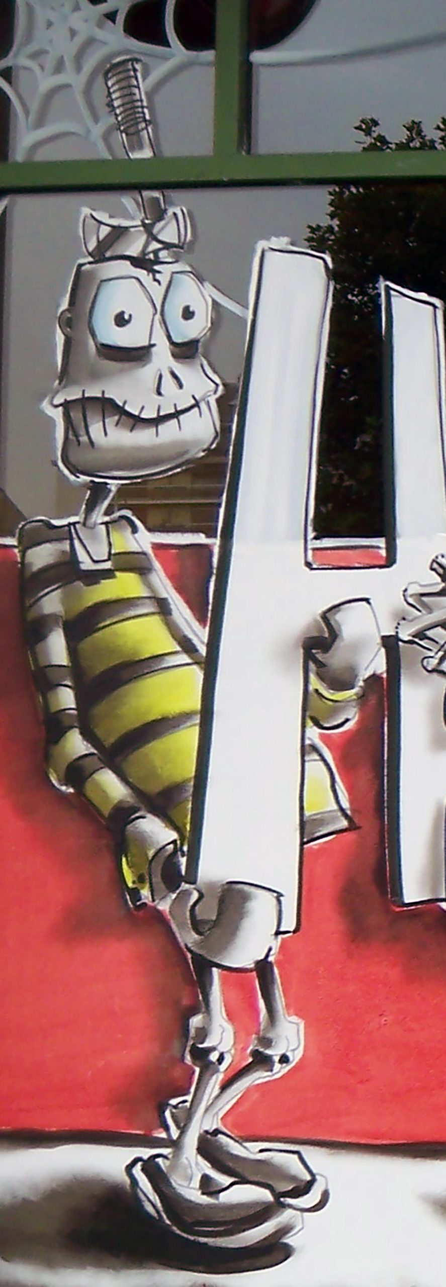 Peinture Halloween sur vitrine du pub O’Donnell’s – Jean‑Charles Varlet
