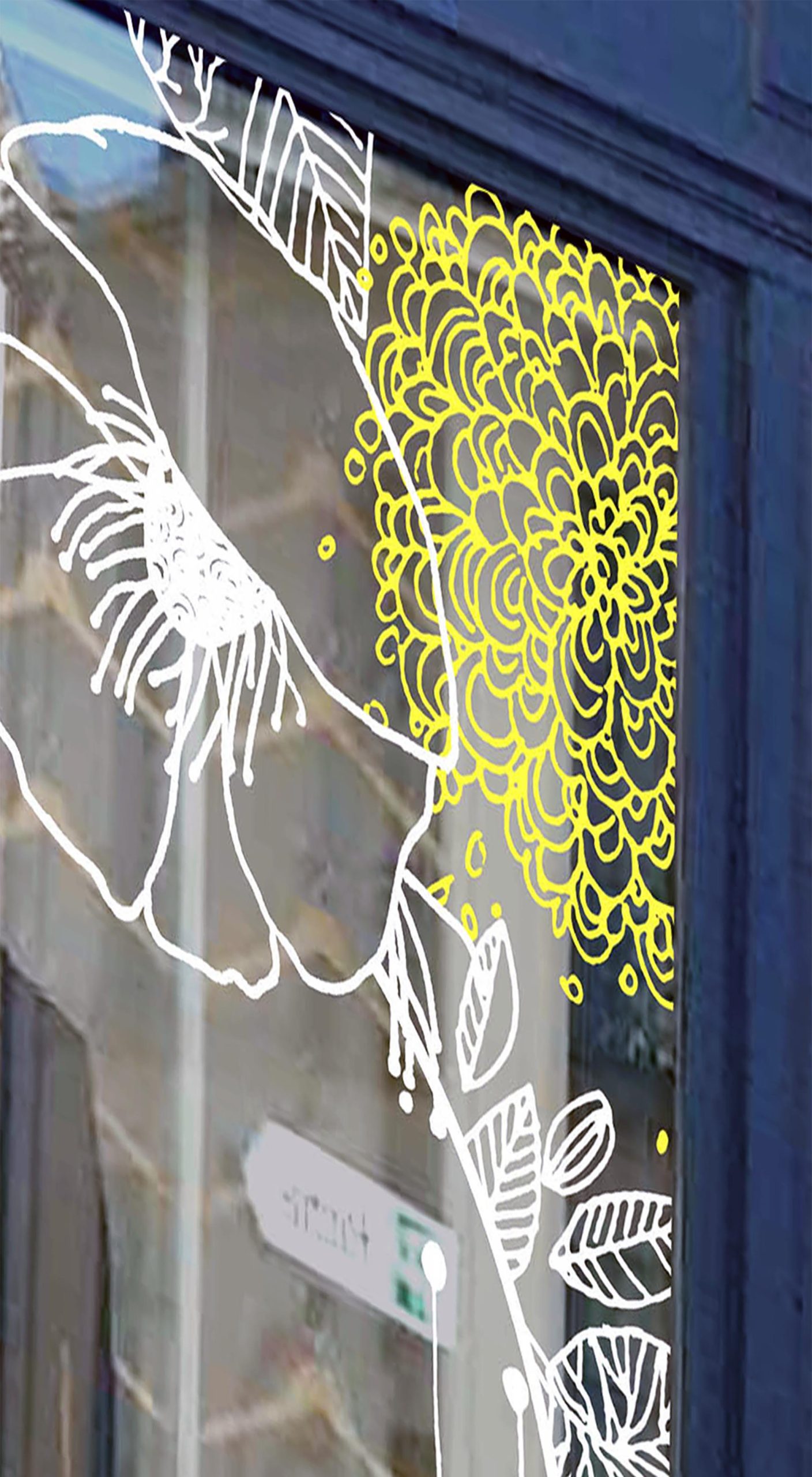 Décor fleuri printanier peint au trait pour Atelier Coqlico à Rennes