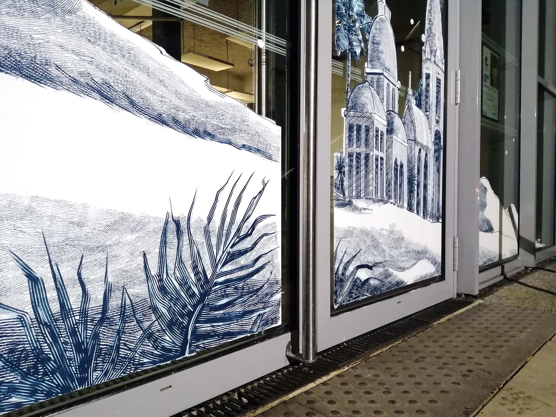 peinture sur vitrines - Noël - Jean-Charles Varlet - Rennes - Bruz - décor original