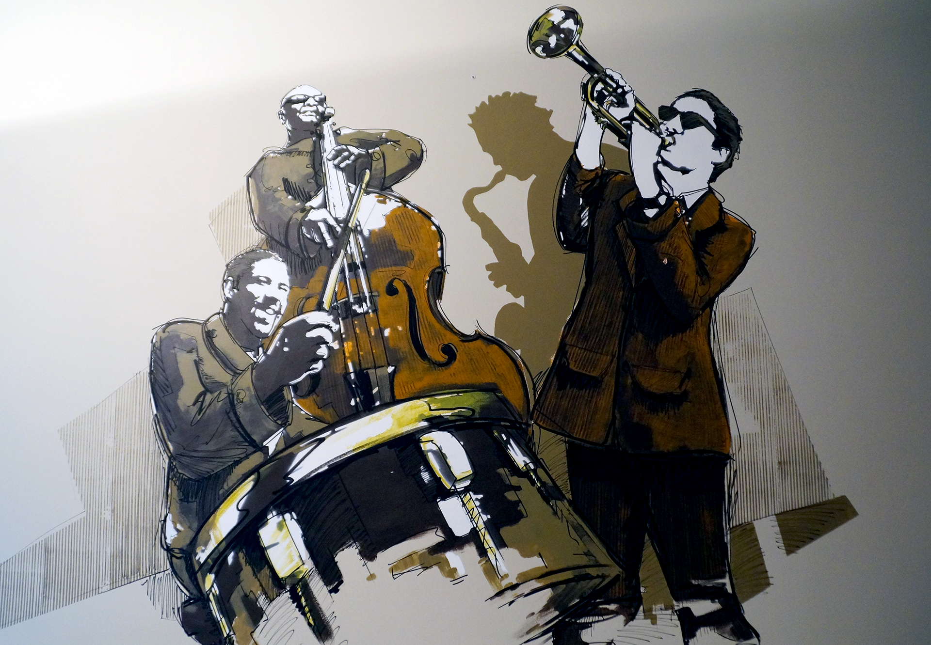 Décors permanents peints pour les commerçants de Jazz in Marciac Festival